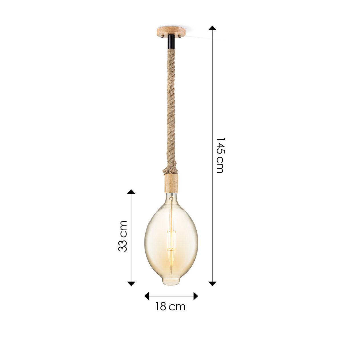 Home Sweet Home hanging lamp Leonardo Oval - G125 - dimmable E27 amber