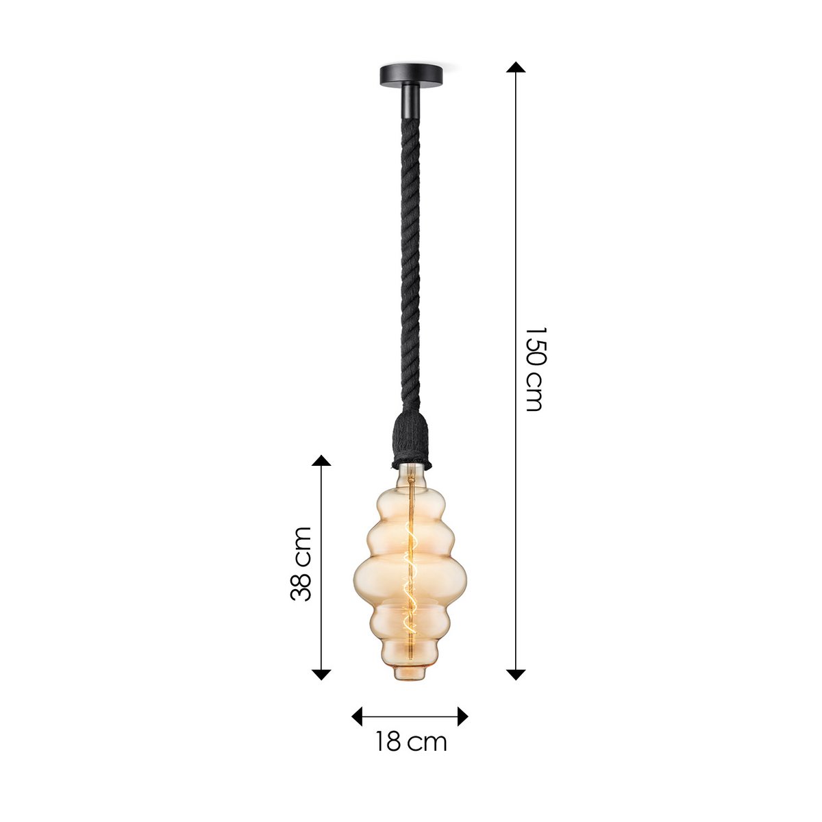 Home Sweet Home hanging lamp black Leonardo Cloud - G160 dimmable E27 amber