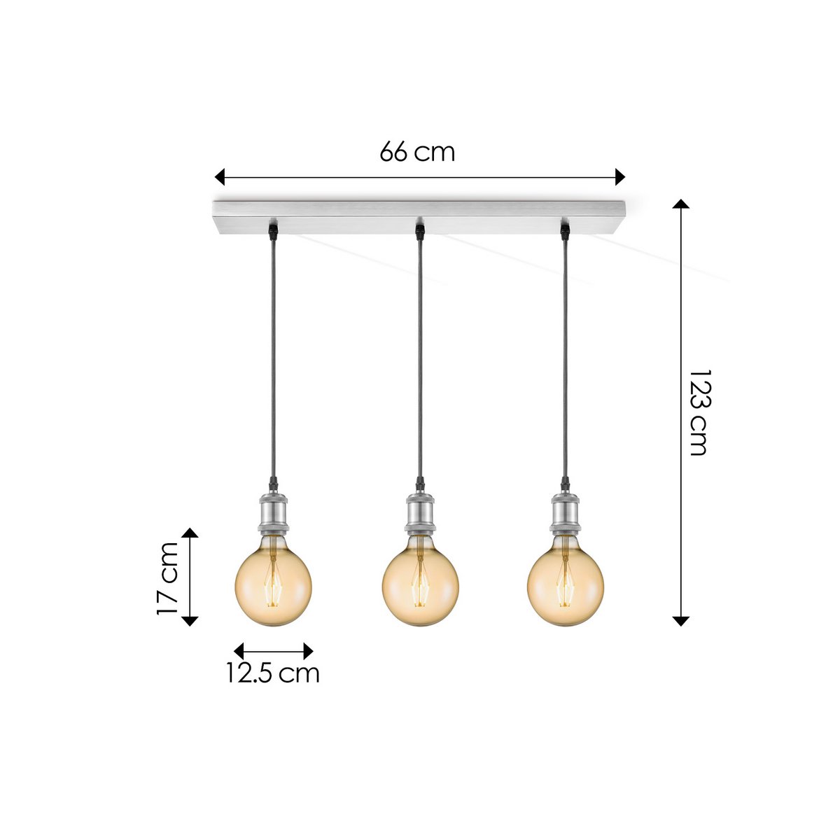 Home Sweet Home hanging lamp chrome vintage LED 3L G180 dimmable E27 amber