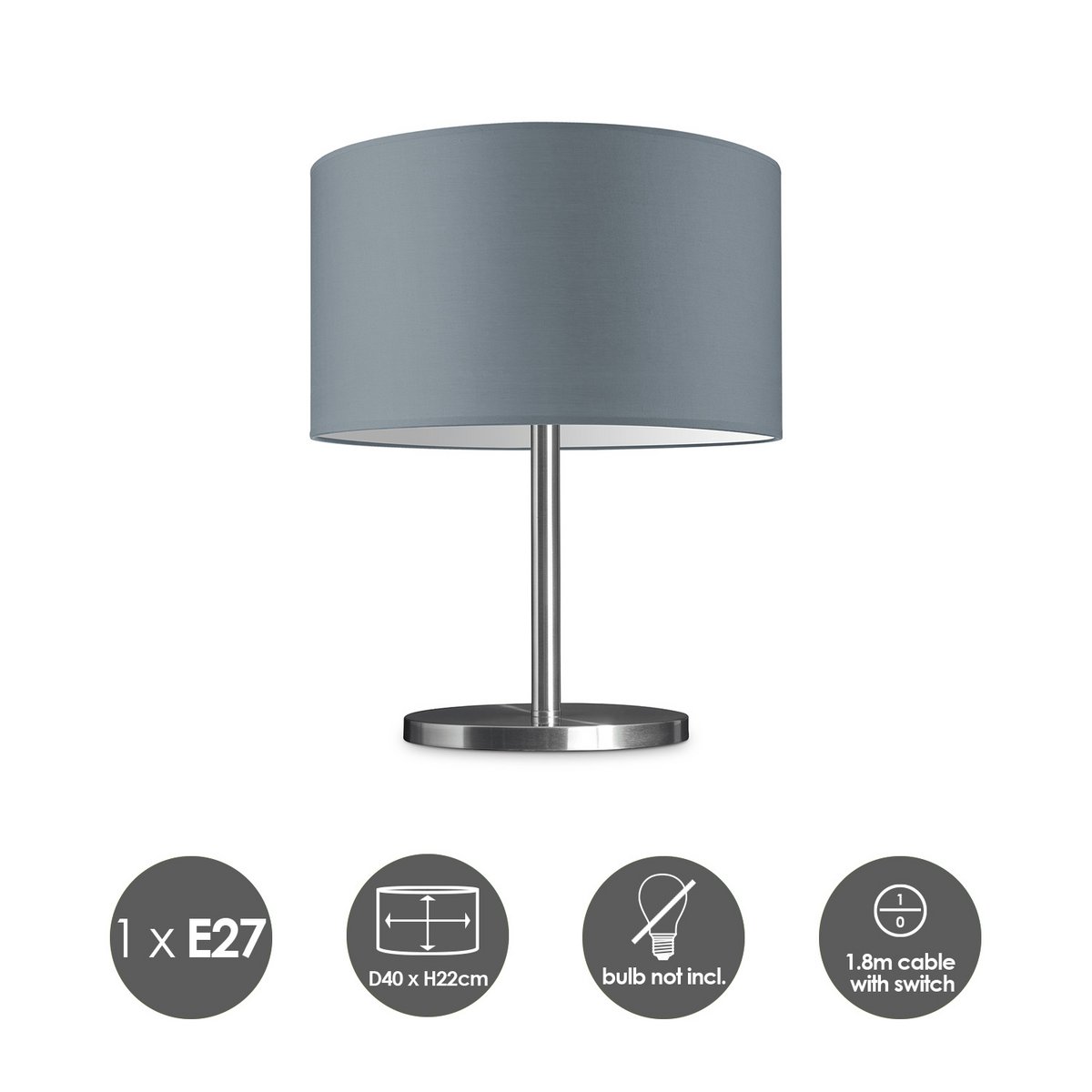 Home Sweet Home Table lamp Bling - Mauro, E27, gray, 40x40x35.6cm