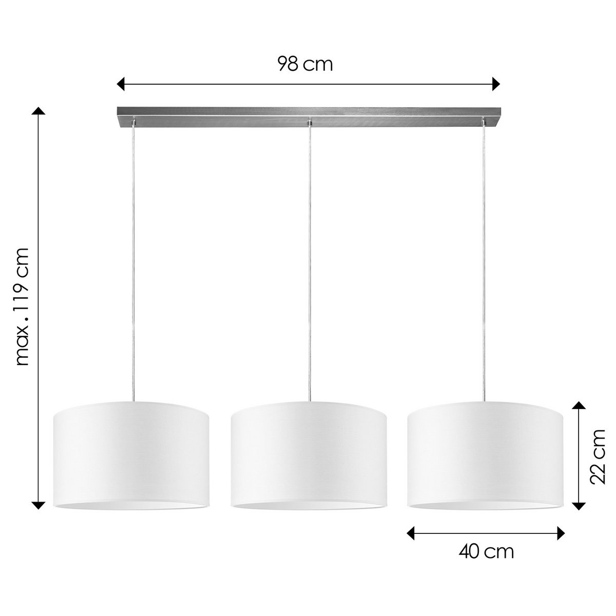 Home Sweet Home hanging lamp Beam 3L, E27, white Lampshade, 40cm