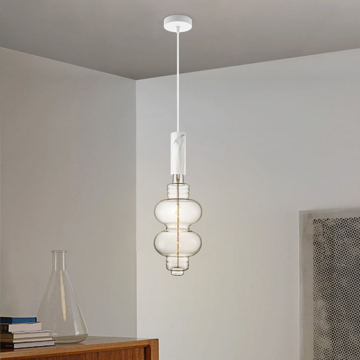 Home Sweet Home hanging lamp Marble Saga Diabolo - dimmable E27 clear