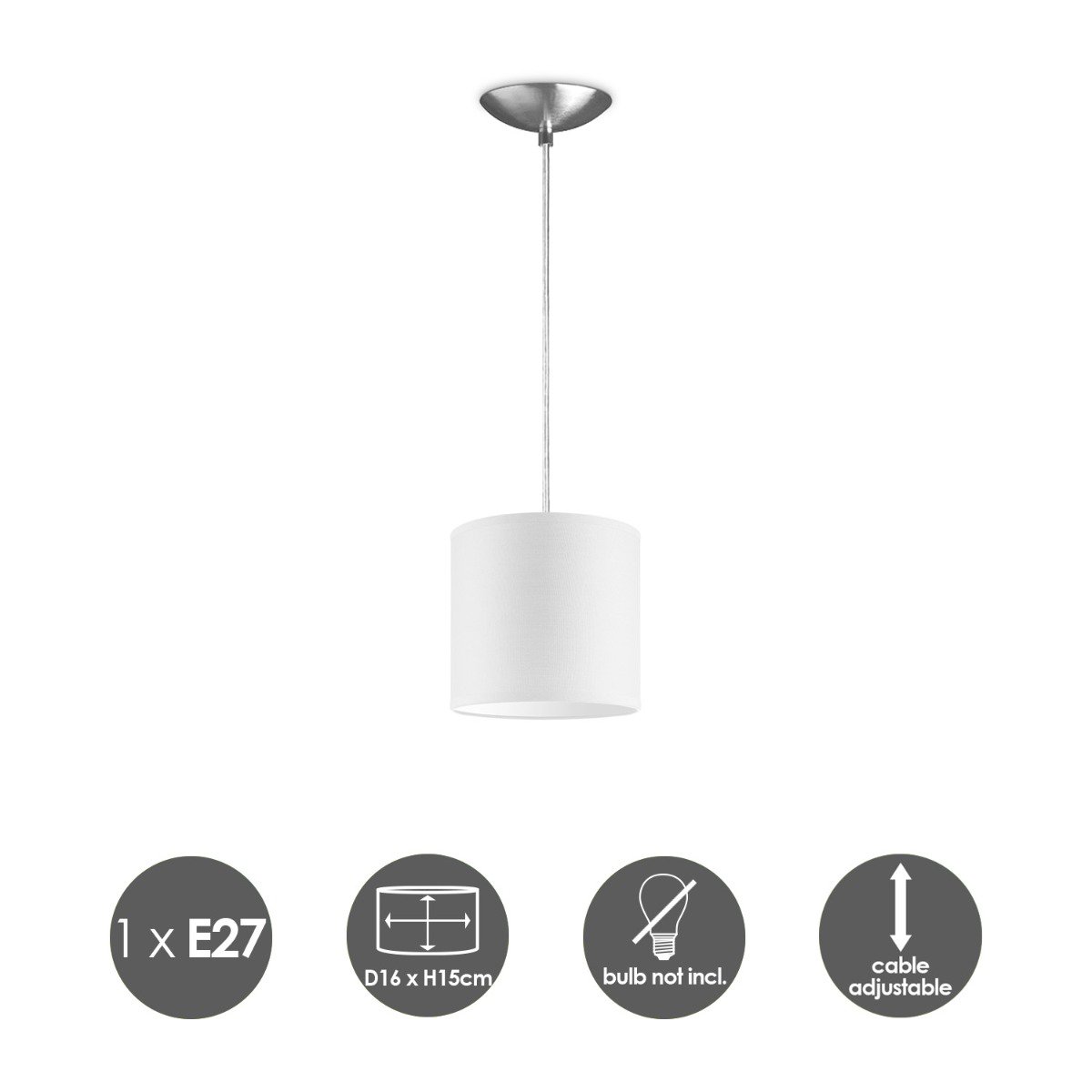 Home Sweet Home hanging lamp Bling with lampshade, E27, white, 16cm