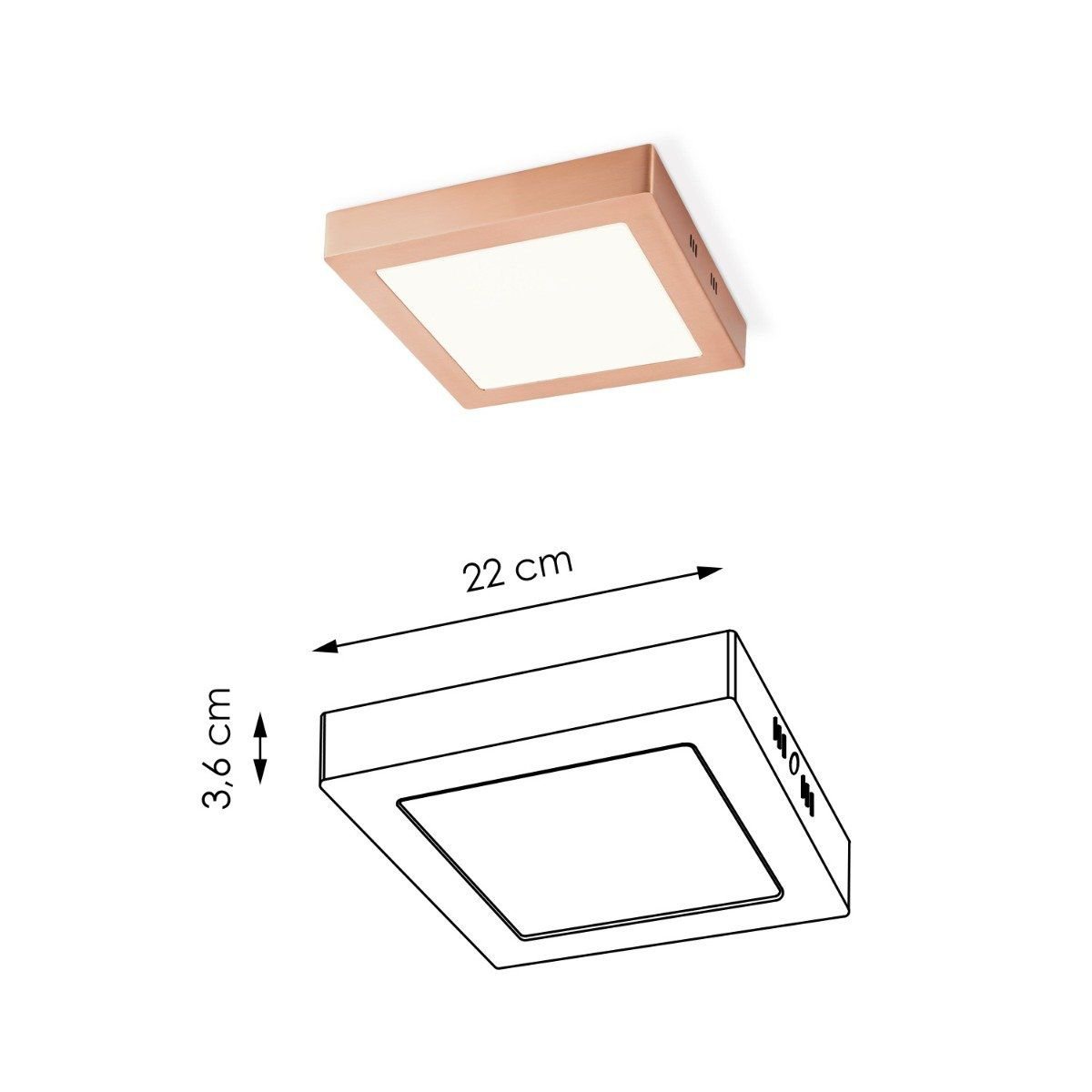 Home Sweet Home LED Ceiling Lamp Ska - Copper - Square 22/22/3.6cm