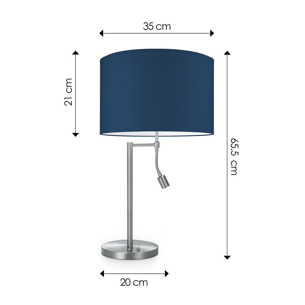 Home Sweet Home Table lamp Read, LED Reading lamp, E27, dark blue 35cm