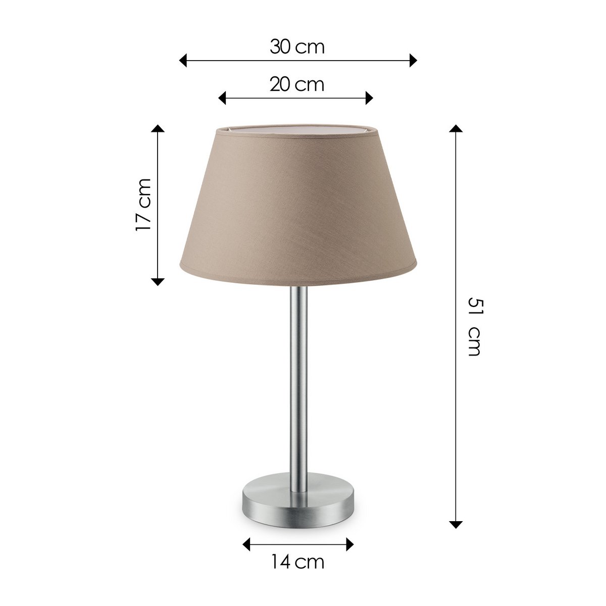 Home Sweet Home Table lamp Largo - E27 Taupe Table lamp dimensions 30cm